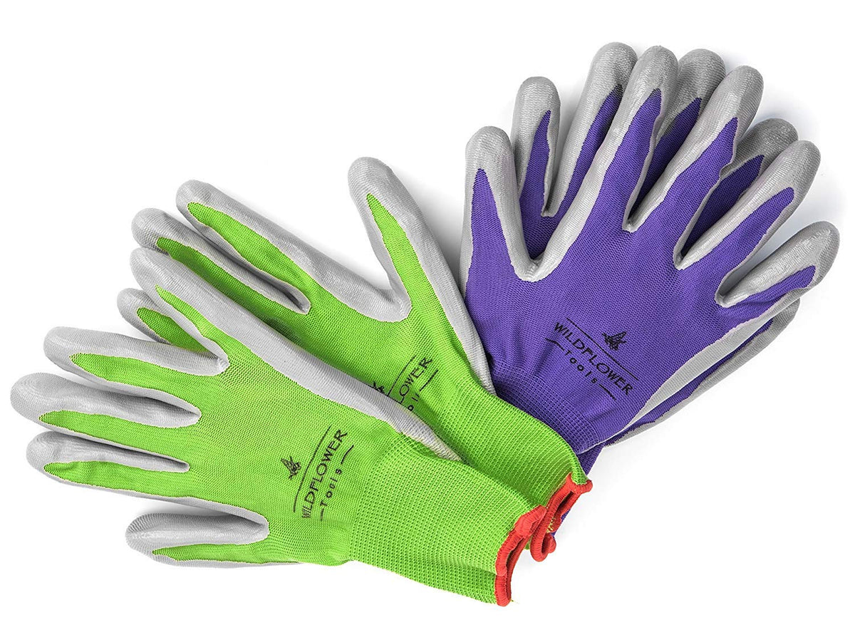WILDFLOWER Tools nitrile-coated gloves; secure palm grip for precise pruning.