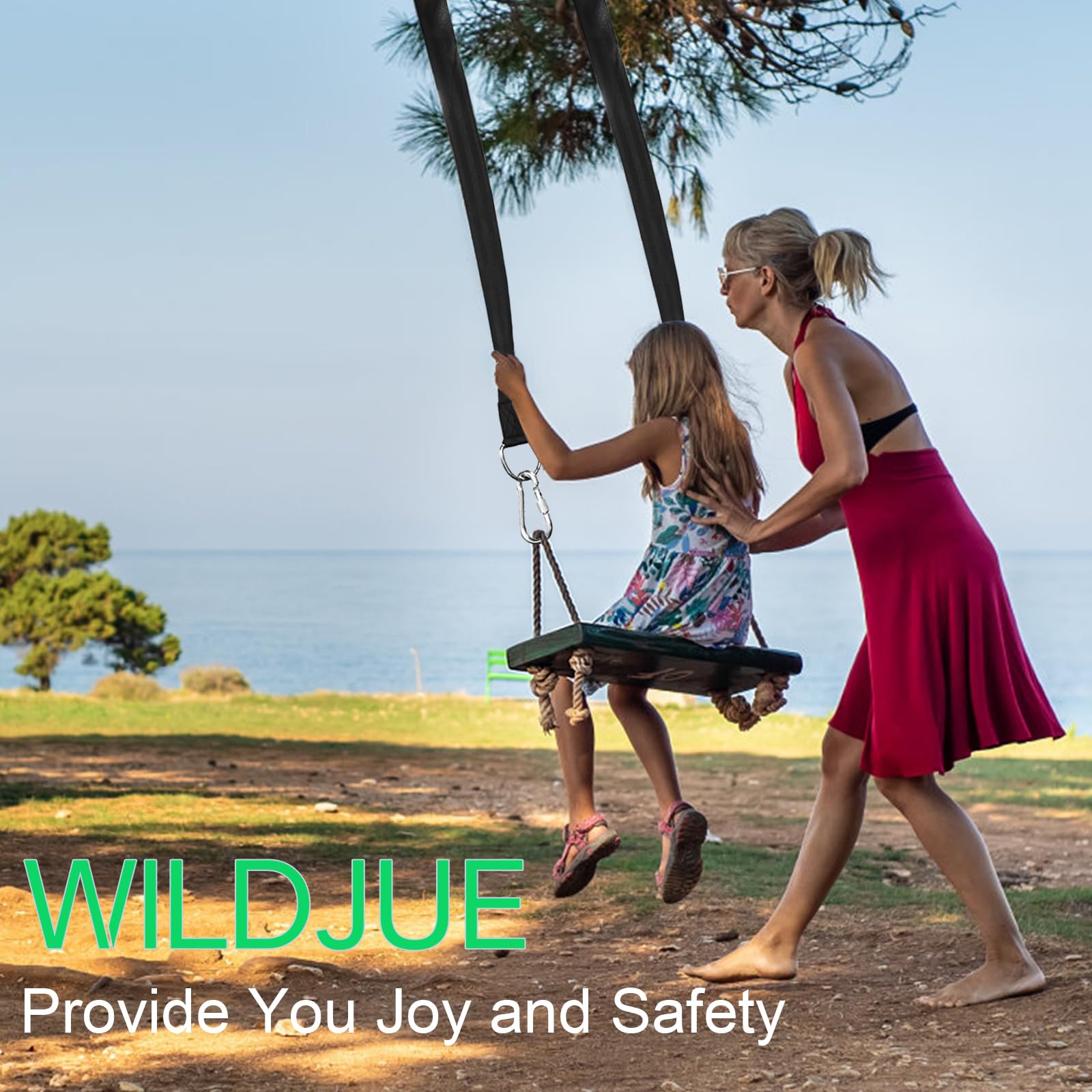 Wildjue five-foot straps installed around a thick tree trunk