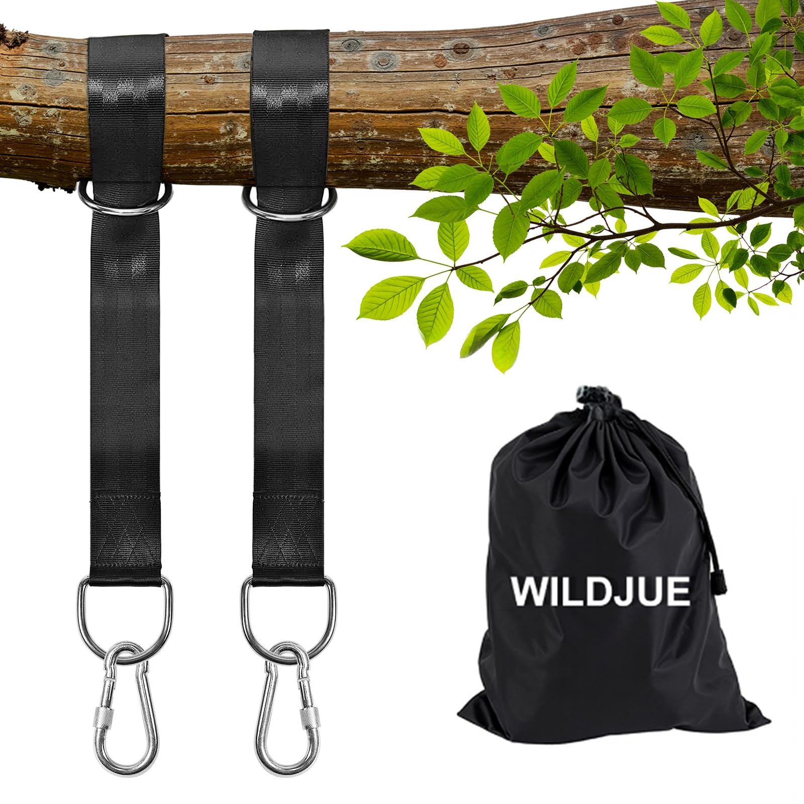Wildjue tree swing straps kit 2000lbs securing a backyard swing and protecting trees