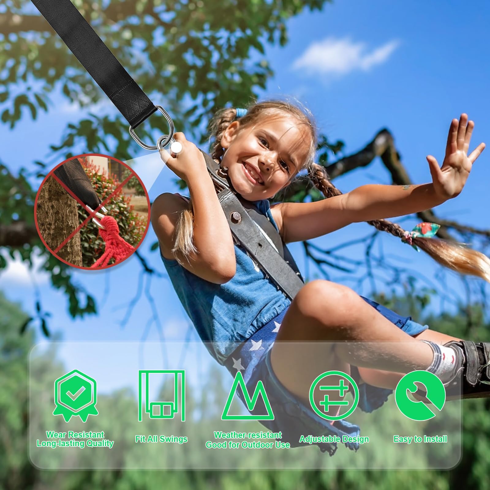 Wildjue universal swing compatibility fits most hammock and classic swings