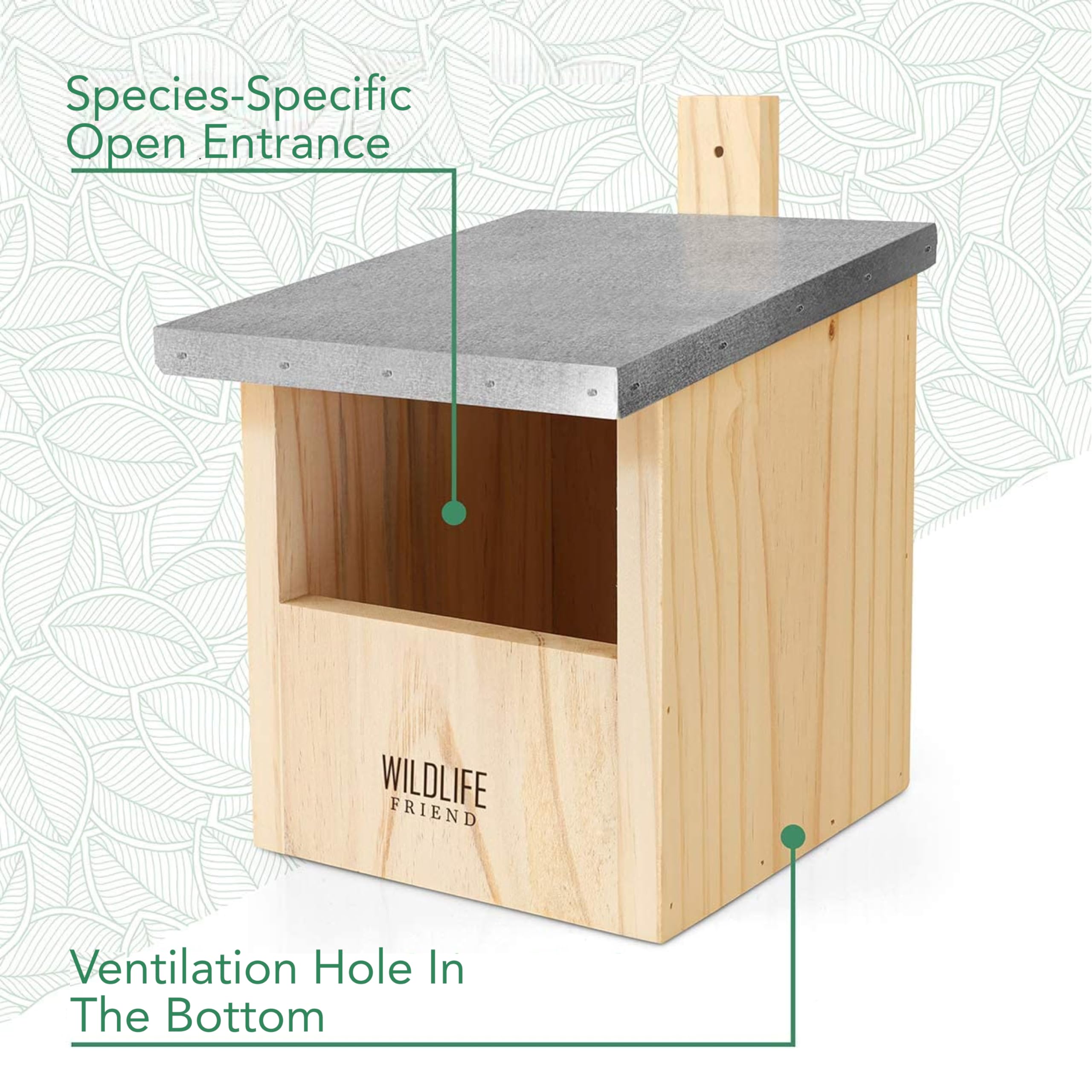 Wildlife Friend untreated pine natural wood supports long-term, natural nesting conditions.
