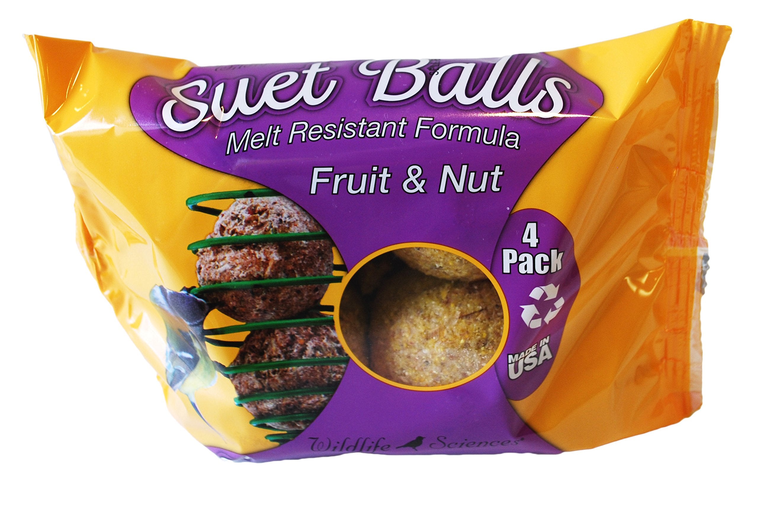 Wildlife Sciences peanut-blend suet ball providing classic nutty energy for songbirds