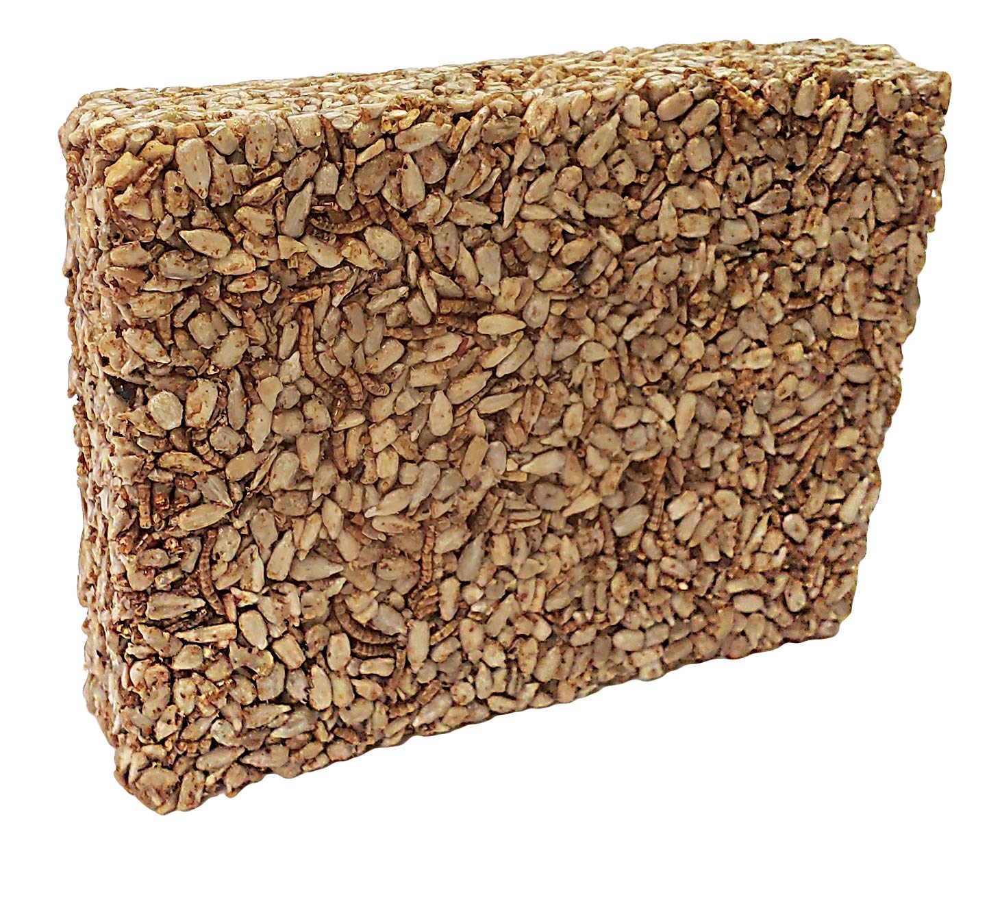 Wildlife Sciences seed cake packaging recyclable close-up promotes eco-friendly choices.
