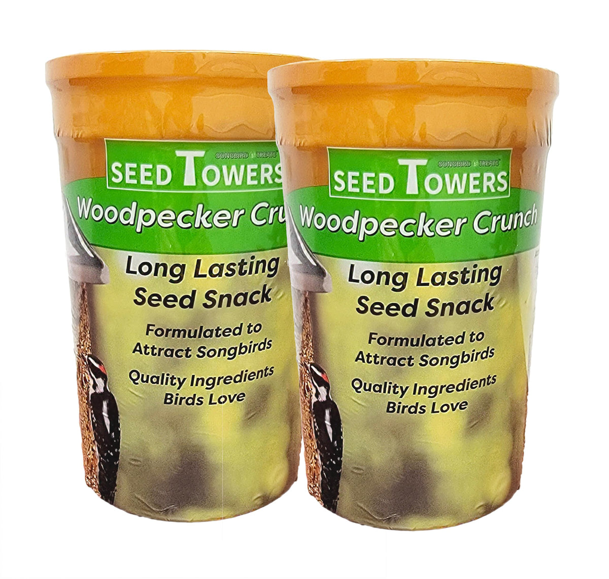 Wildlife Sciences seed tower for songbirds, ready-to-use attractant inviting cheerful backyard visitors