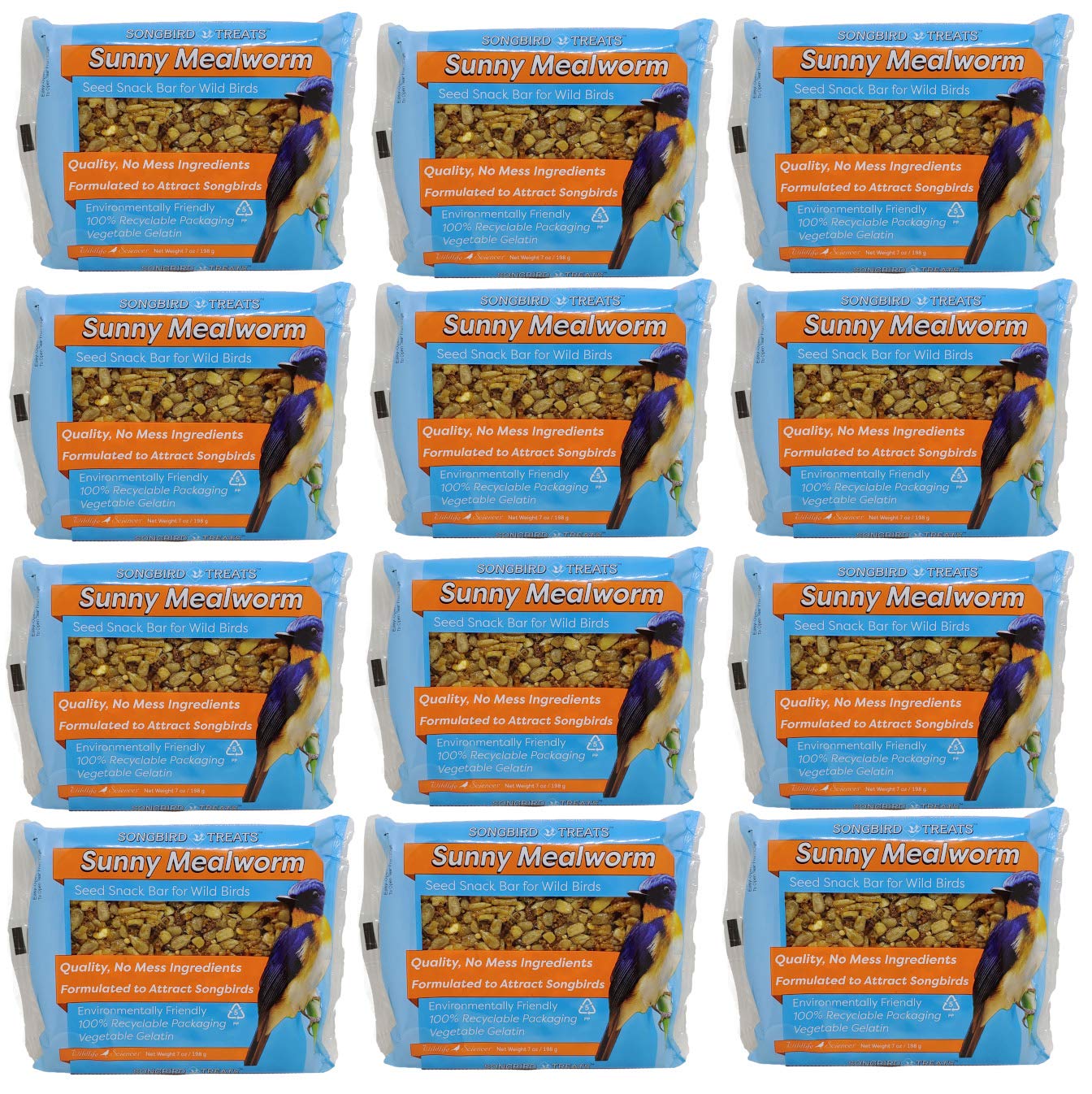 Wildlife Sciences seed bars on a feeder attract songbirds.