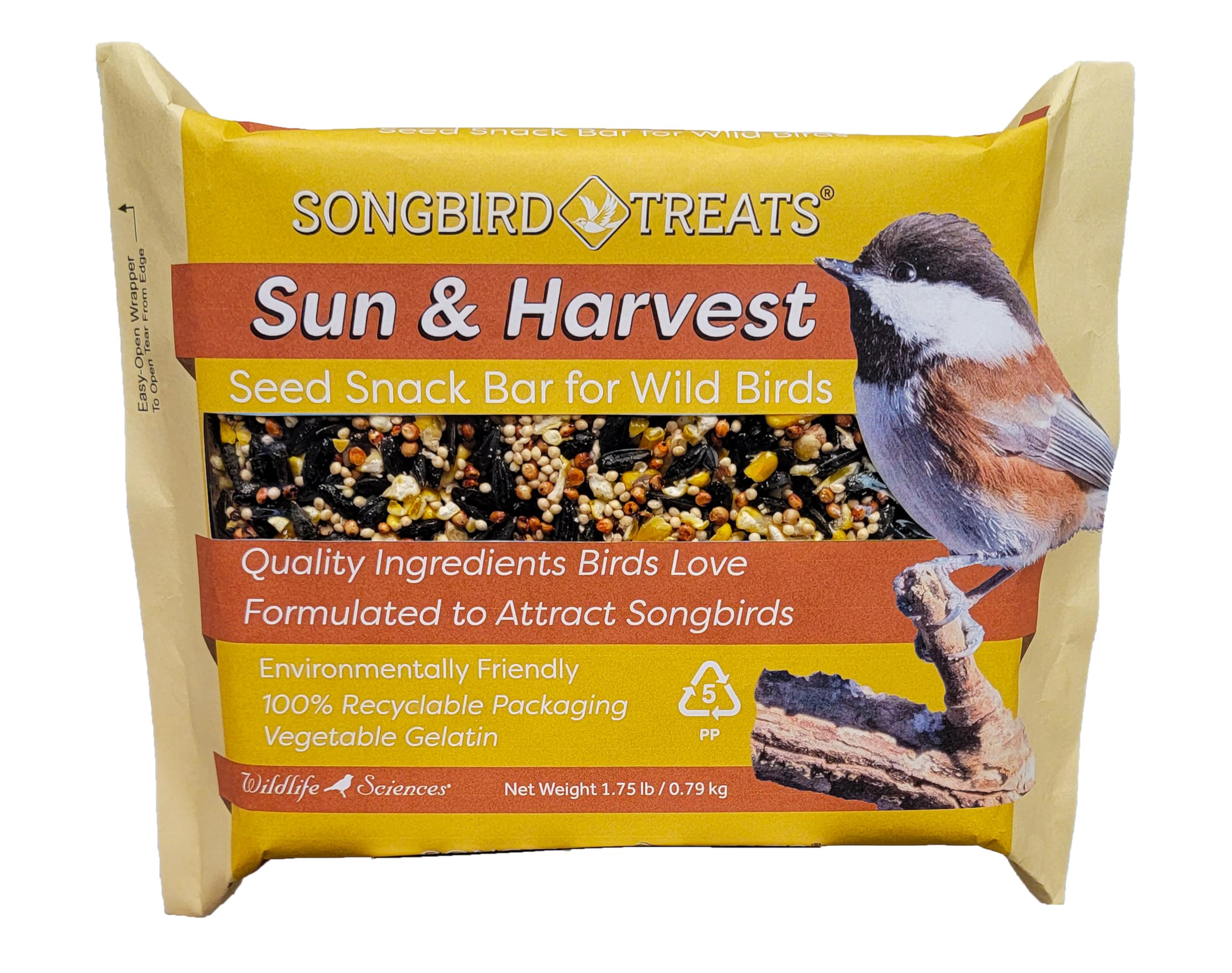 Wildlife Sciences Songbird Treats seed bars attract songbirds in an eight-pack display.