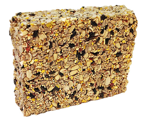 Wildlife Sciences Songbird Treats Seed Bars close-up texture highlights dense seeds for nibbling.