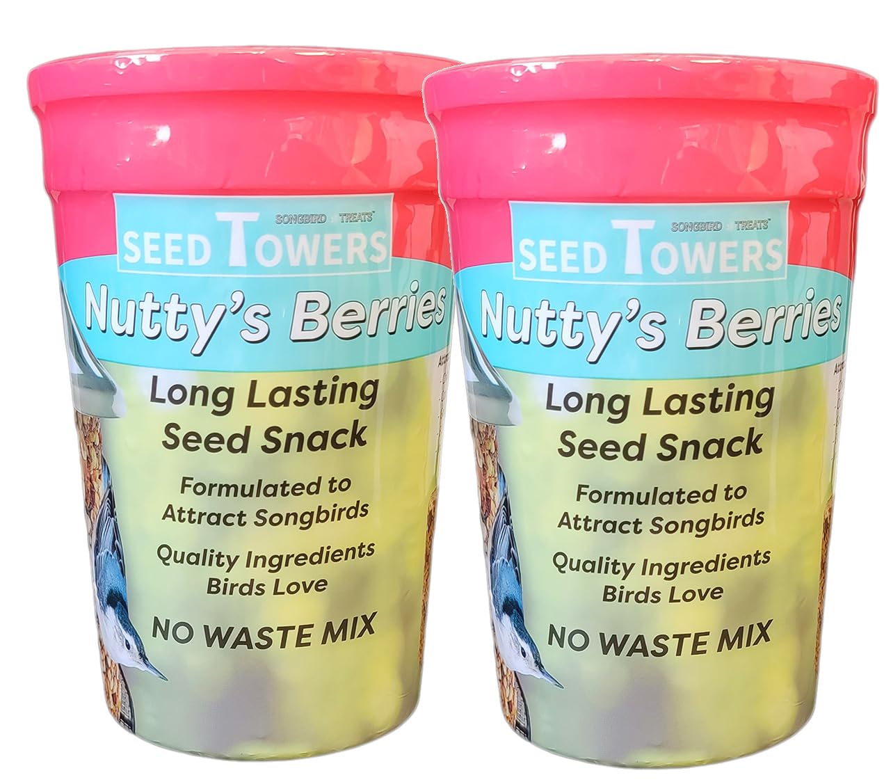 Wildlife Sciences Songbird Treats Seed Tower 2 Pack front view attracts songbirds