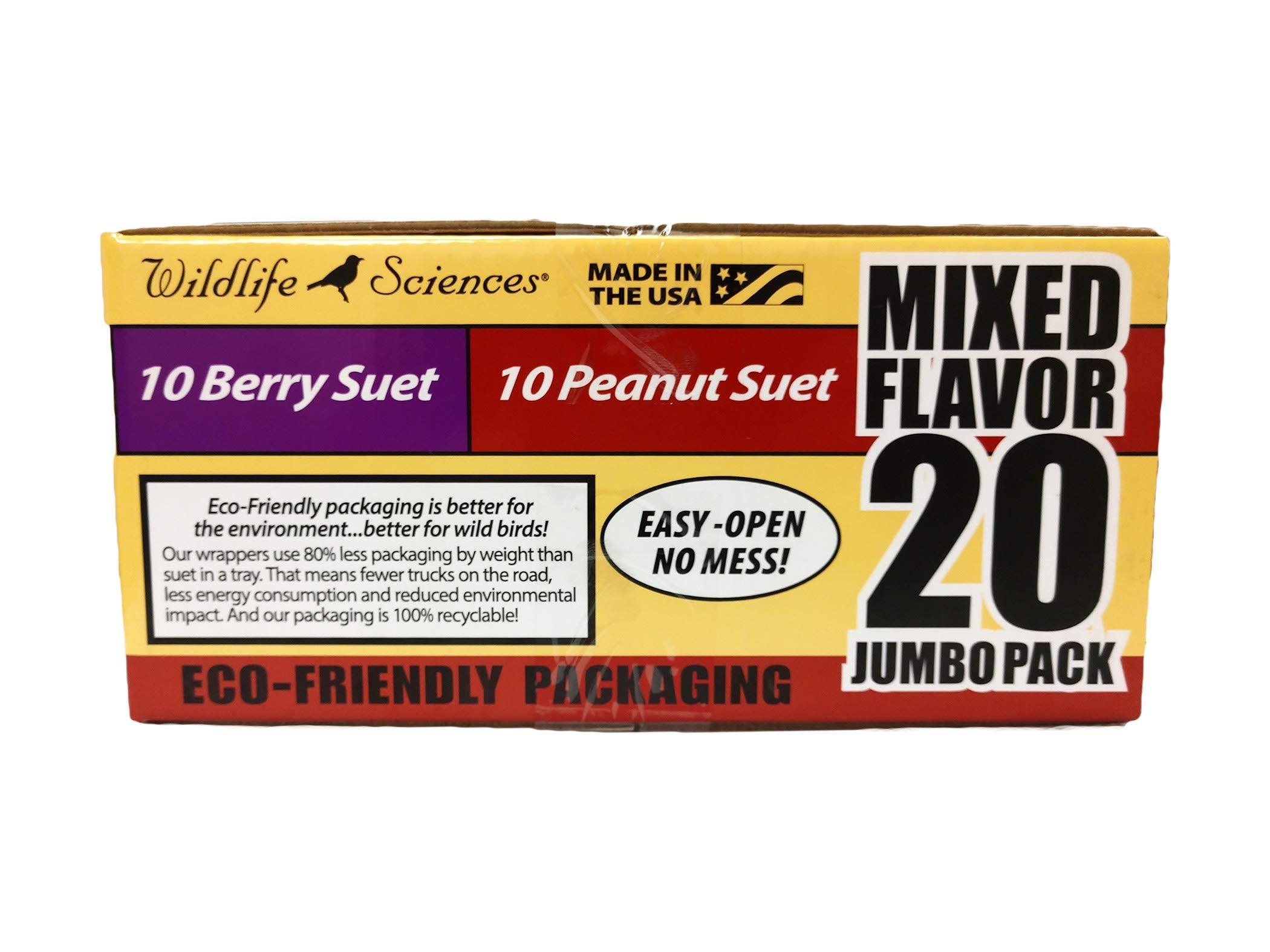 Wildlife Sciences Suet Cake Jumbo Packaging easy-open design keeps feeding tidy.