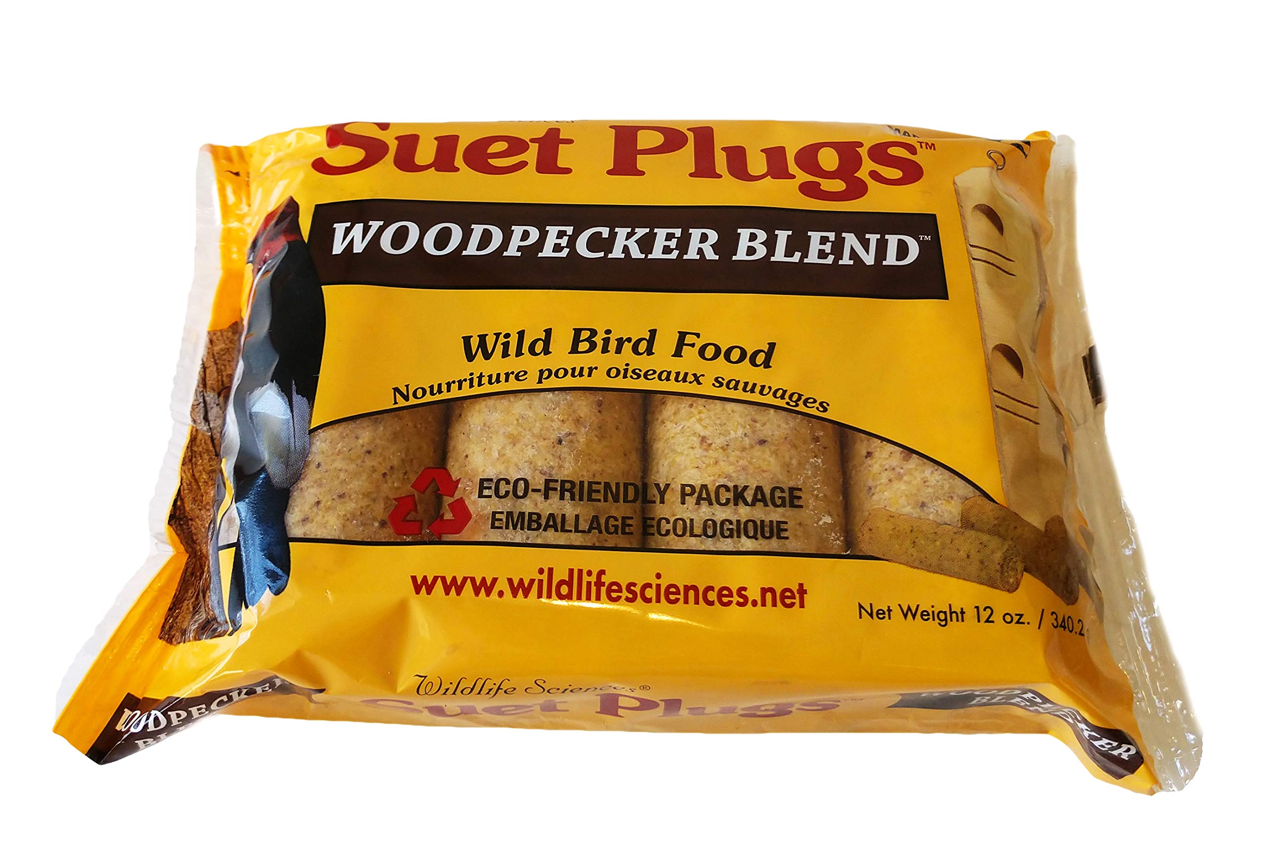 Wildlife Sciences suet plugs ingredients rendered beef suet and grains shown