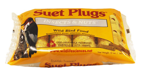 Wildlife Sciences suet plugs tree-clinging birds attractors depicted for varied backyard visitors