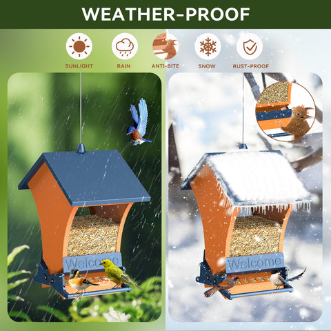 Wildpark feeder roof detail demonstrates weather protection for seeds.