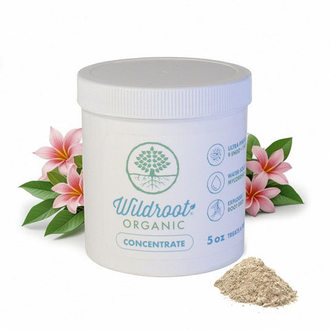 Wildroot Organic mycorrhizae 16-species blend packaging supports thriving root networks.