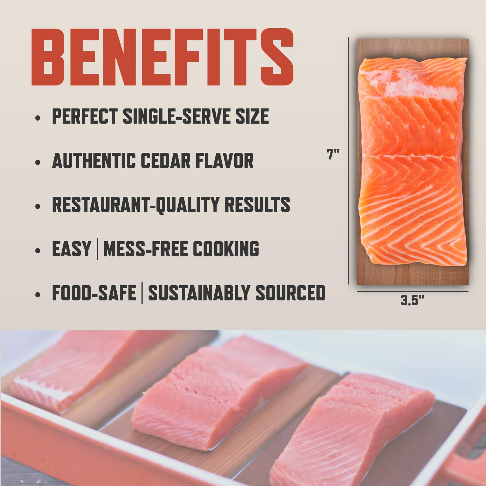 Wildwood Grilling 3-5x7 cedar plank prepared for portion-sized cooking