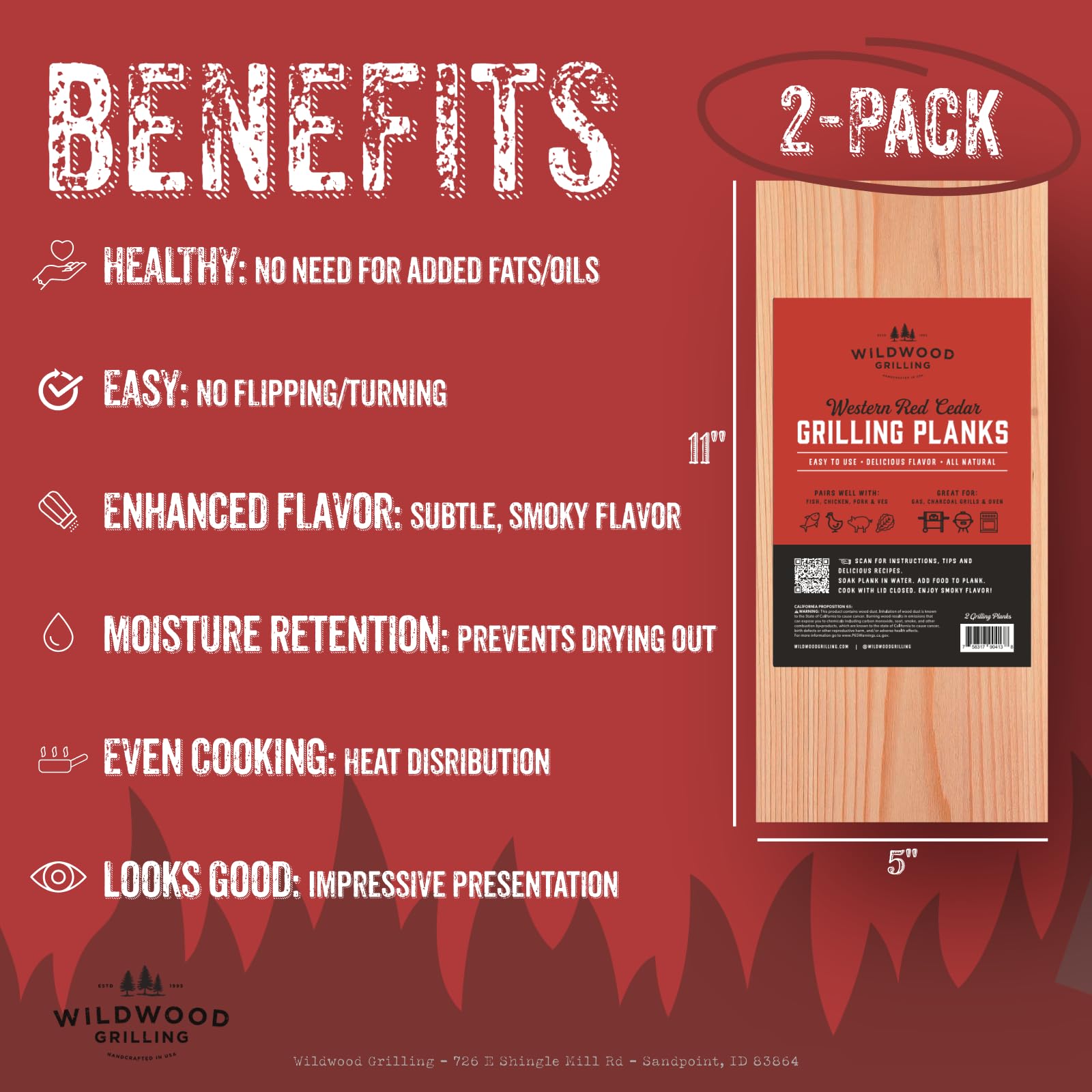 Wildwood Grilling cedar planks on grill delivering subtle steam and aroma