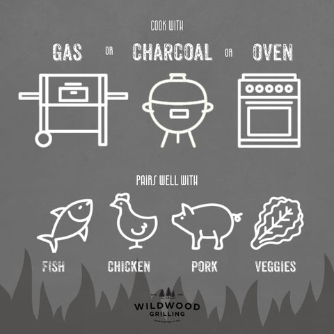 Wildwood Grilling planks on barbecue showing easy-to-use cedar grilling tool.