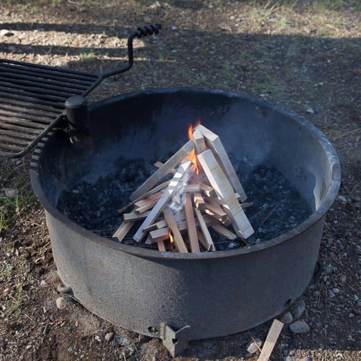 Wildwood Kindling outdoor fire pit scene with cedar kindling