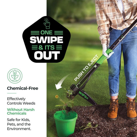 Durable 4-claw head pulls deep roots for thorough removal
