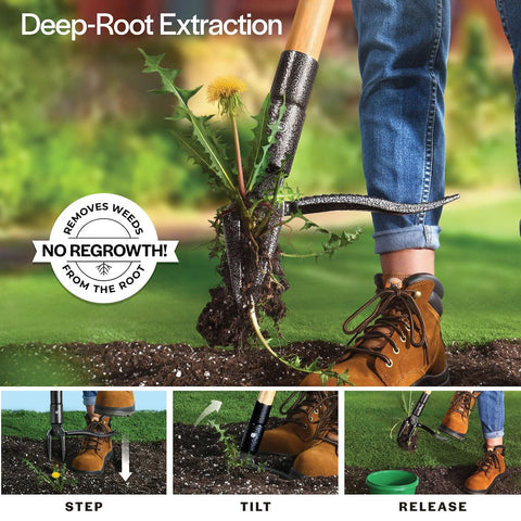 WilFiks weed puller with 4-claw head for strong weed grip
