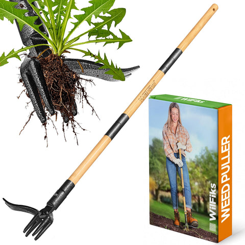 WilFiks weed puller tool with stand-up design for comfortable weeding