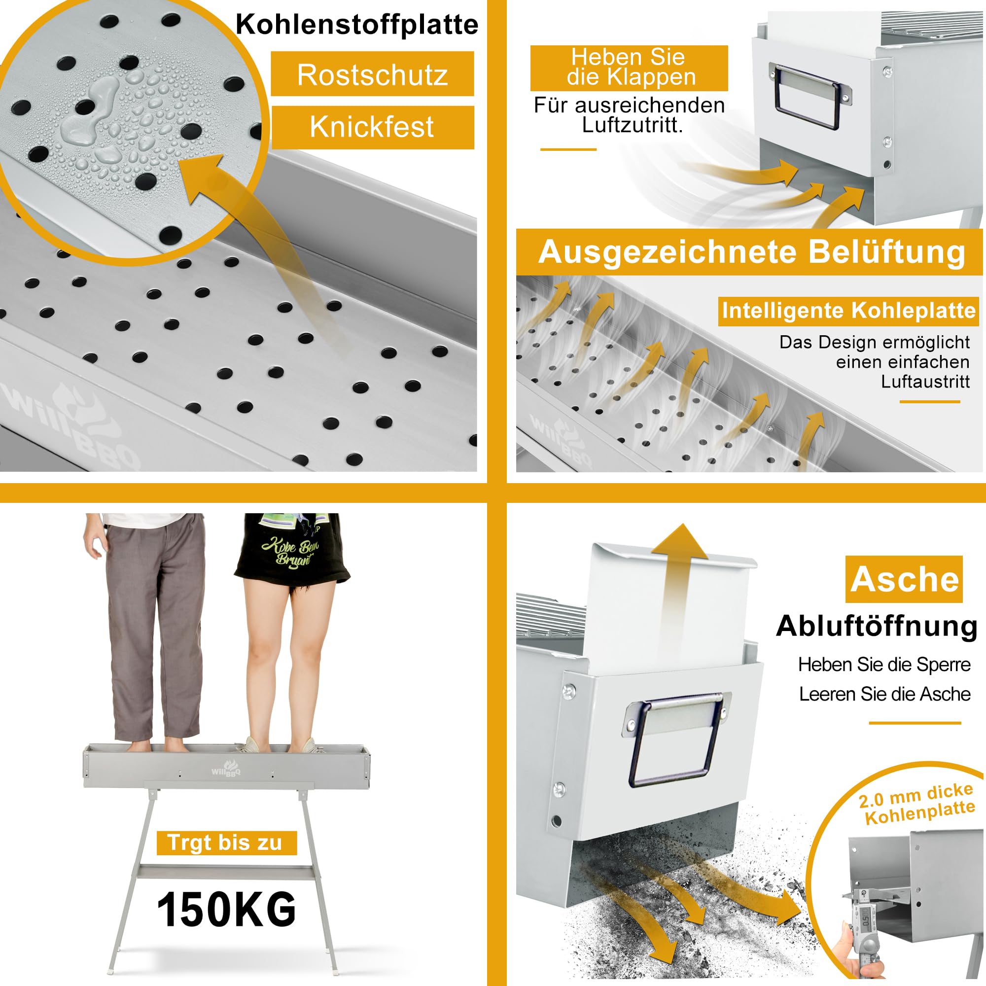 WillBBQ easy-assembly and quick-clean design saves time during prep.