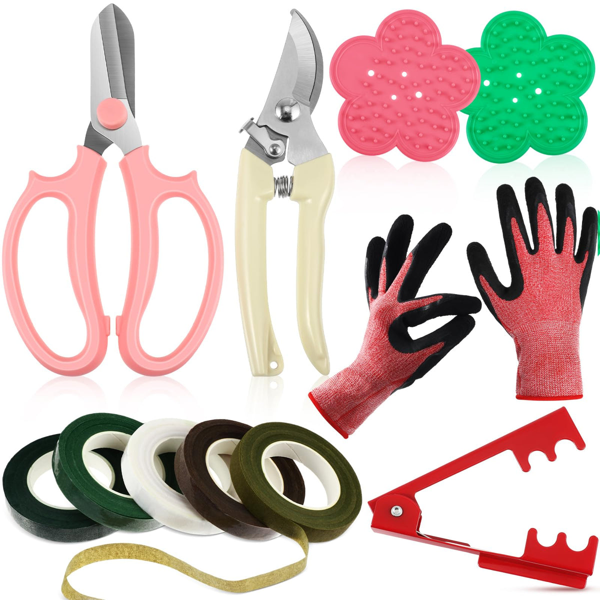 WILLBOND floral arrangement kit with rose thorn stripper tool in action for clean stems