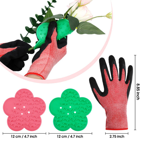 WILLBOND pink gardening gloves worn while pruning delicate stems