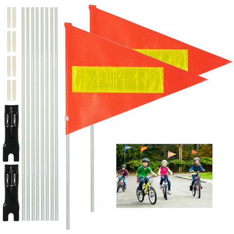 Willdone bike safety flag front view attached to bicycle for high visibility.