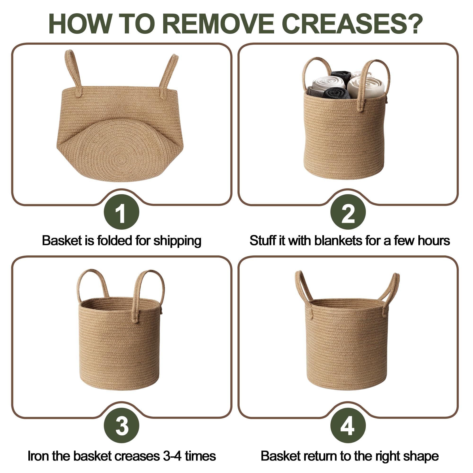 Willitat jute basket with handles in a bedroom, versatile for blankets or towels.