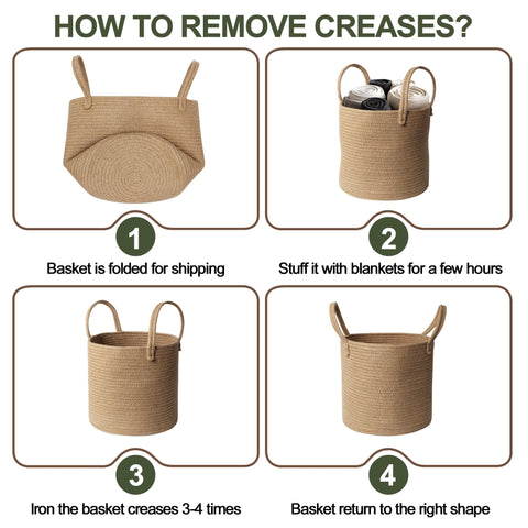 Willitat jute basket with handles in a bedroom, versatile for blankets or towels.