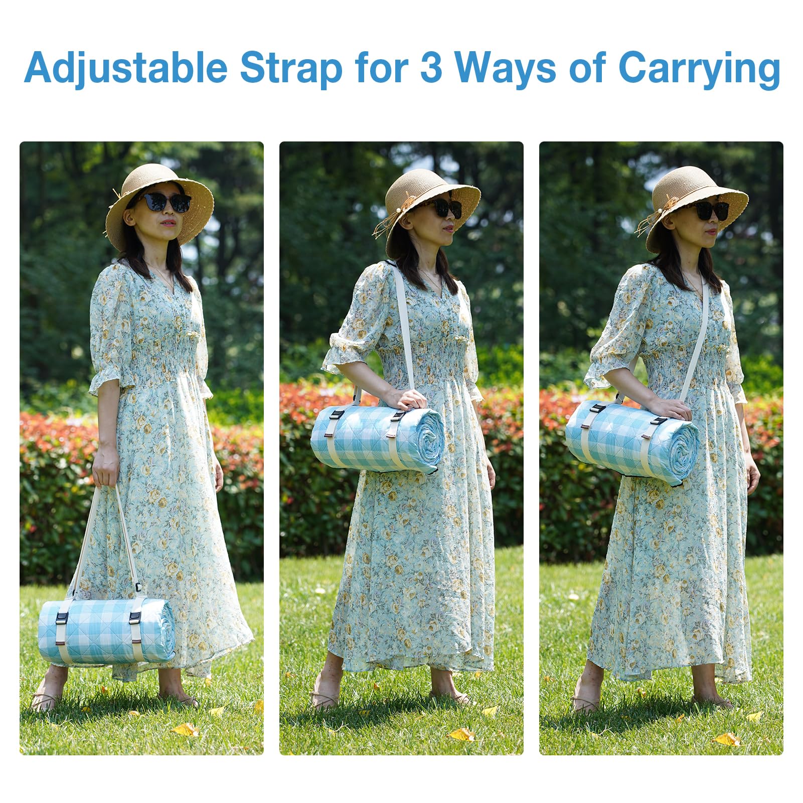 WILLOW WEAVE durable polyester fabric; fade-resistant blue-white check.