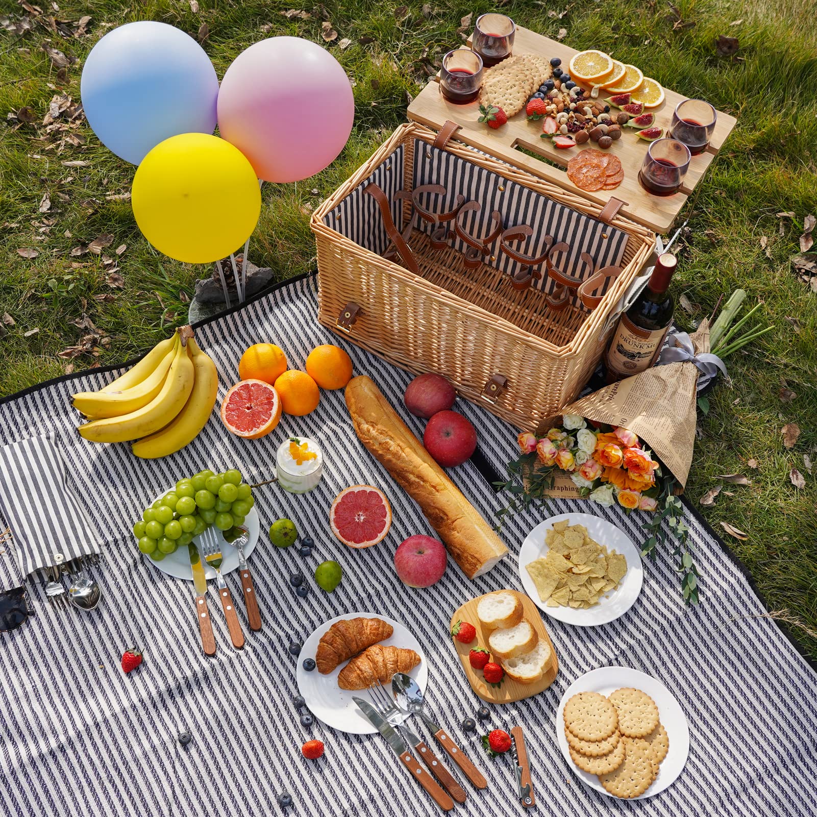 Willow Weave detachable wine table lid with foldable legs for stable serving.