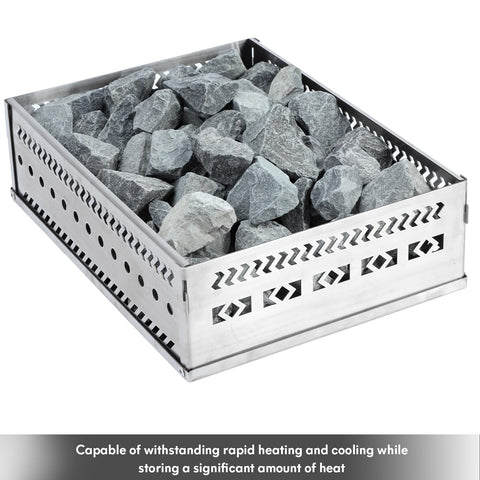 WILLOWYBE sauna stones close-up illustrating moisture absorption and steam release