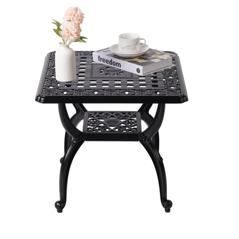 WILOUNGE 21-inch outdoor side table top view—sturdy and rust-resistant for patio use