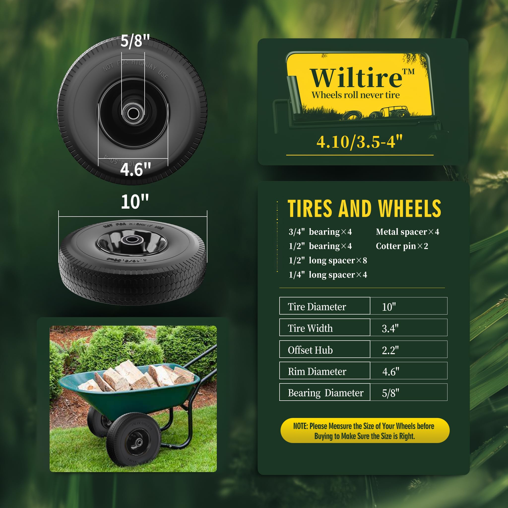 Wiltire wheel assembly with hub demonstrates sturdy build ready for use.