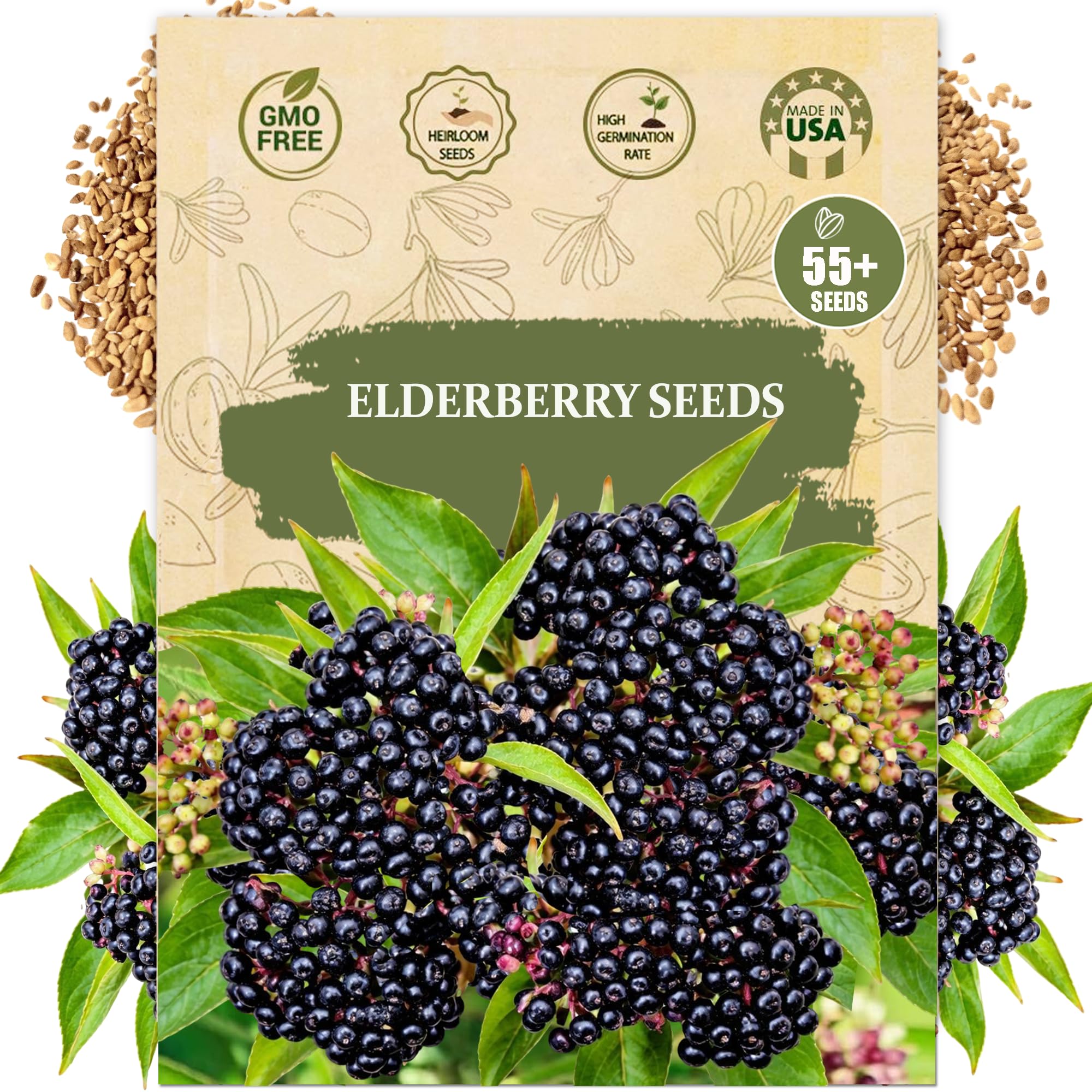 Wily Fox elderberry seeds packaging in a resealable pouch for storage