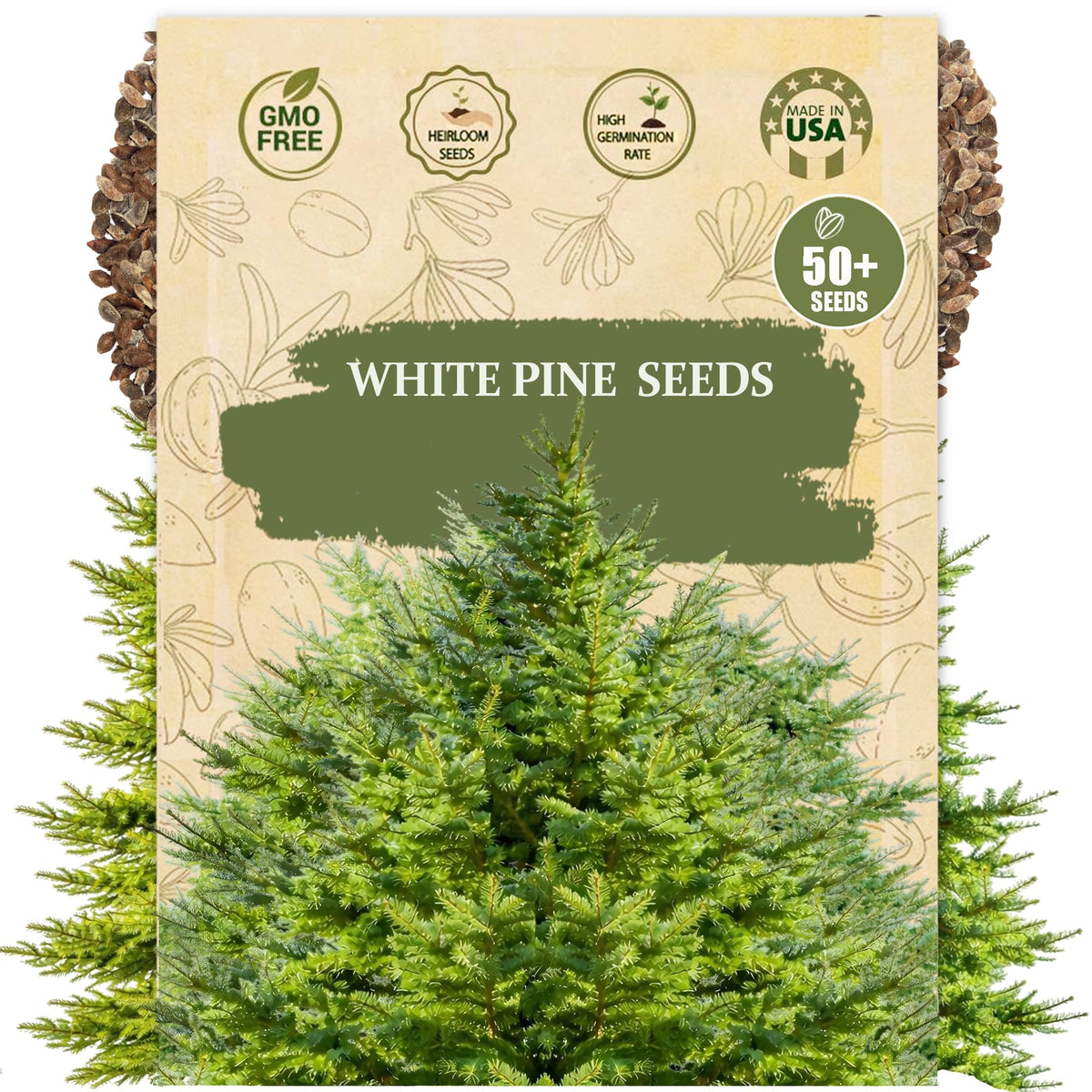 Wily Fox Premium White Pine Seeds pack for starting strong seedlings.