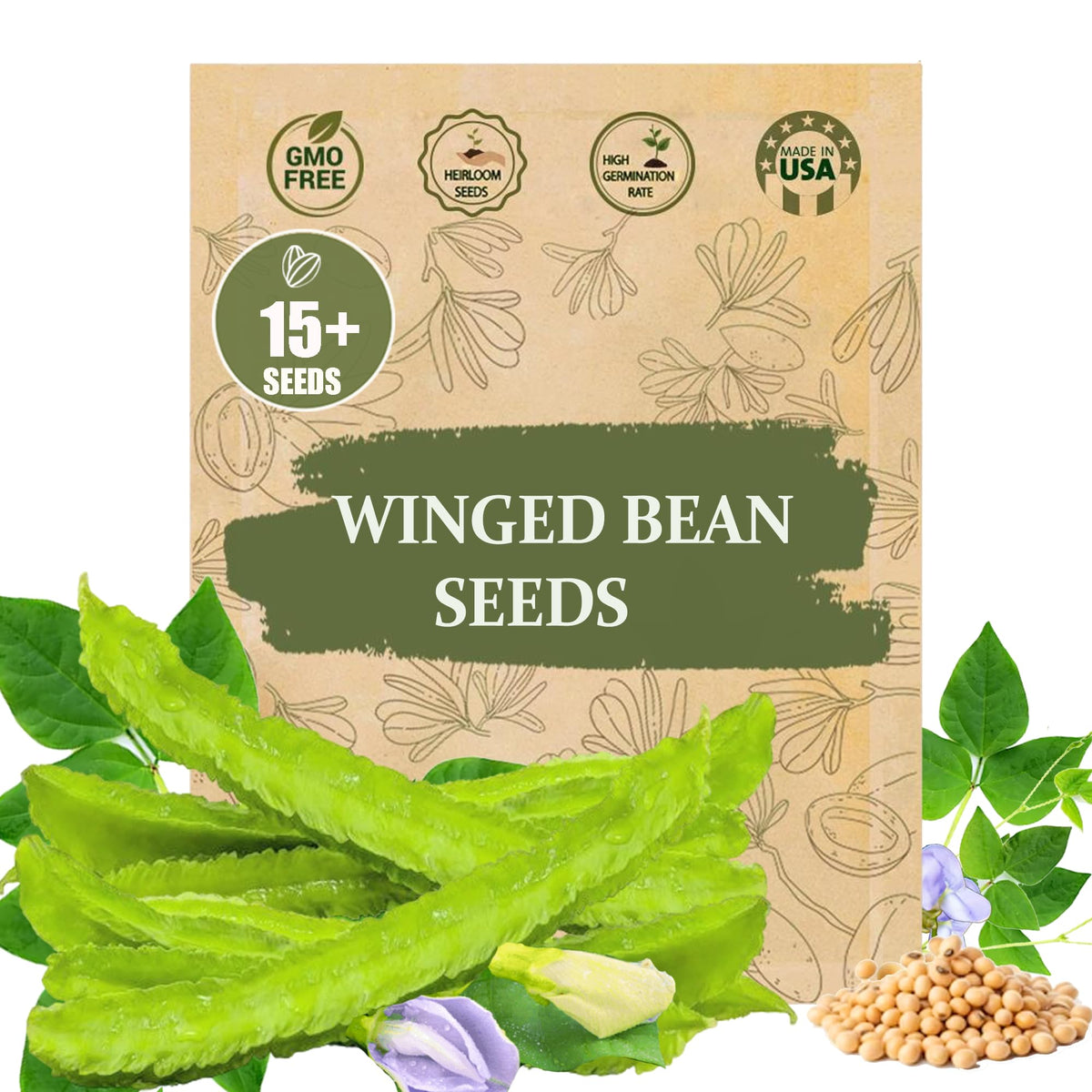 Wily Fox rare winged bean seeds package ready for home gardening