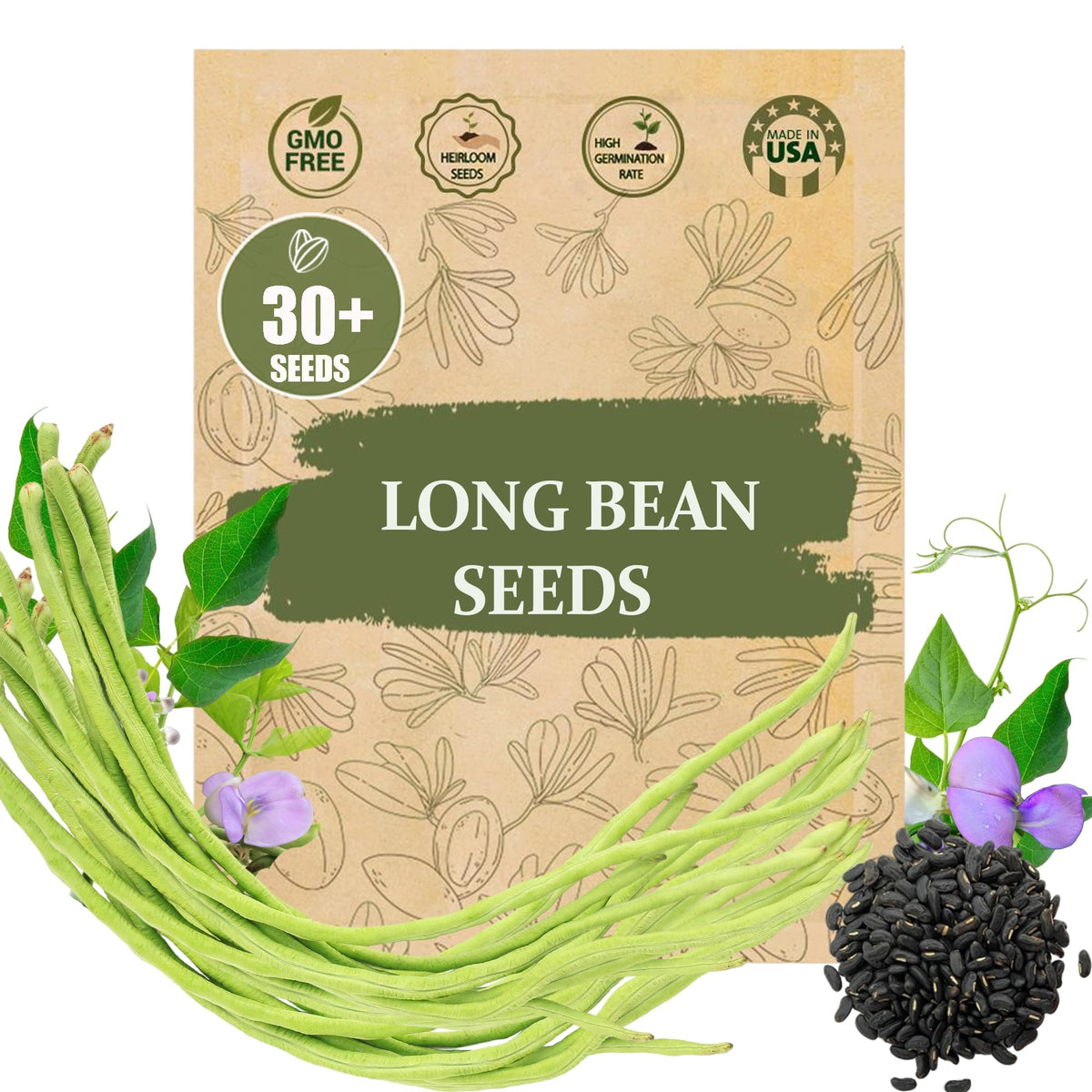 Wily Fox yard-long bean seeds pack for home garden and high-yield potential