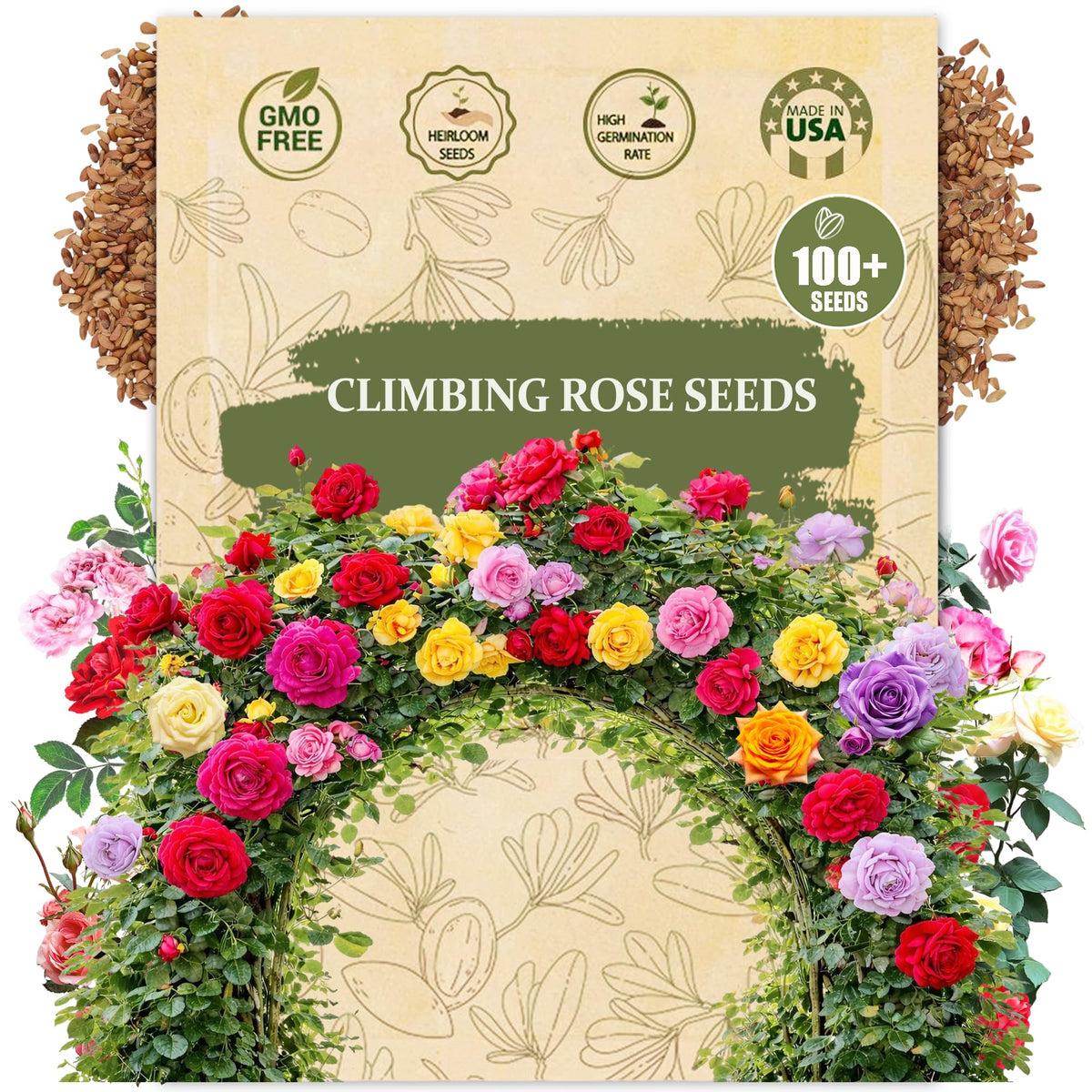 Wily Fox climbing rose seeds pack for dense vertical growth