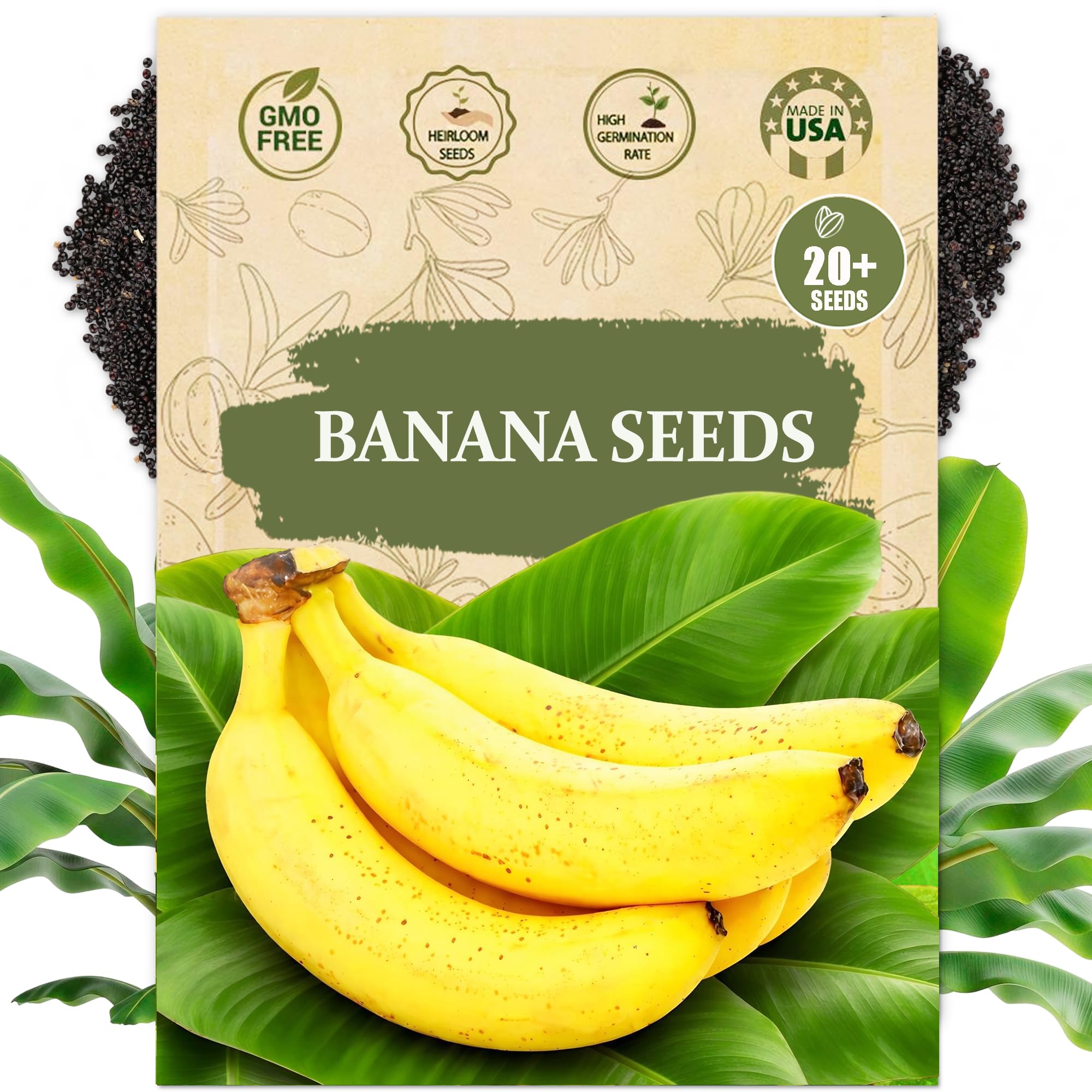 Wily Fox heirloom banana seeds in a 20-count pack for home germination and growth.