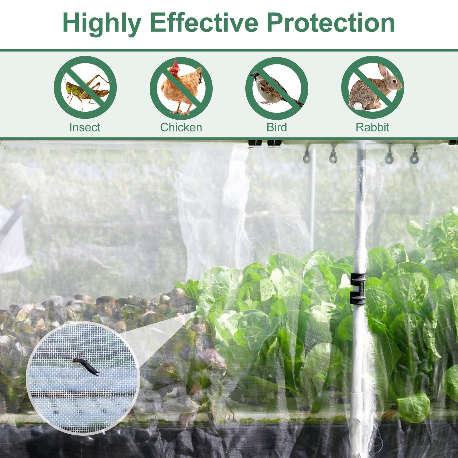 WiMas 10x33ft netting offers flexible sizing for raised beds and plots.