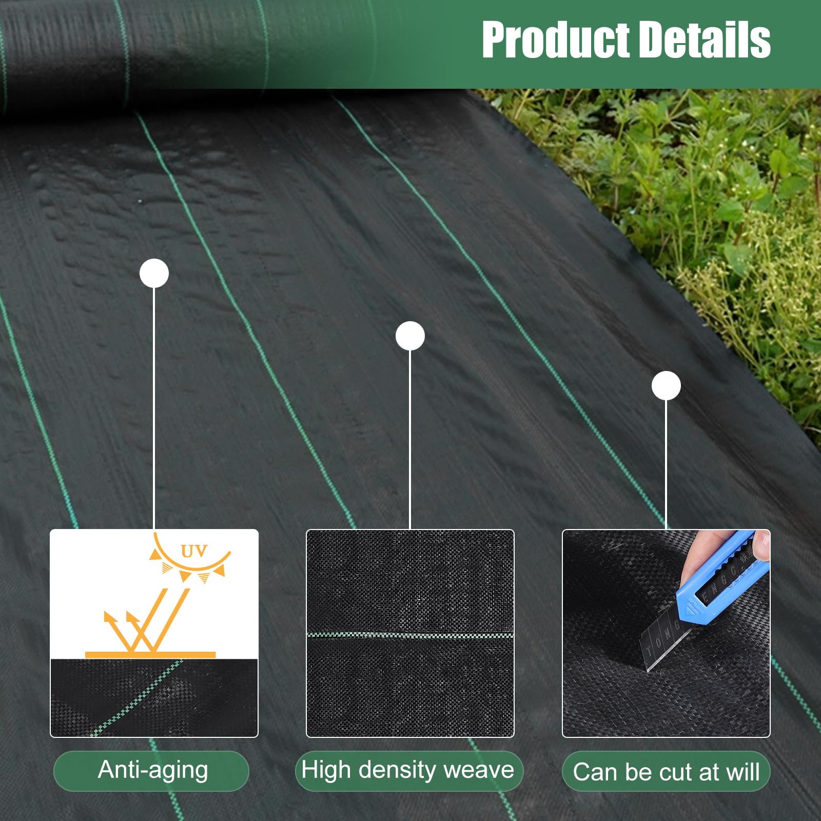 WiMas barrier covering a garden bed illustrates weed suppression with moisture-friendly layer.