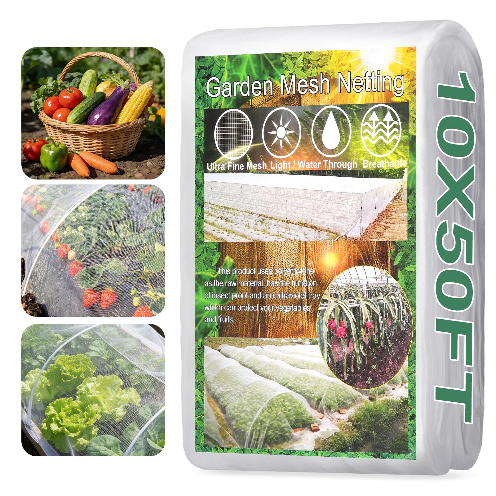 WiMas Garden Netting over vegetables provides pest protection with airflow.