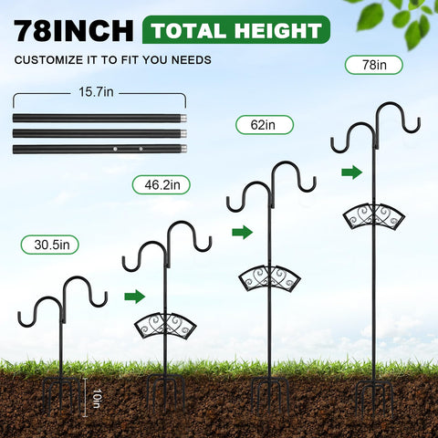 WiMas hose stand with two shepherd hooks for hanging feeders.