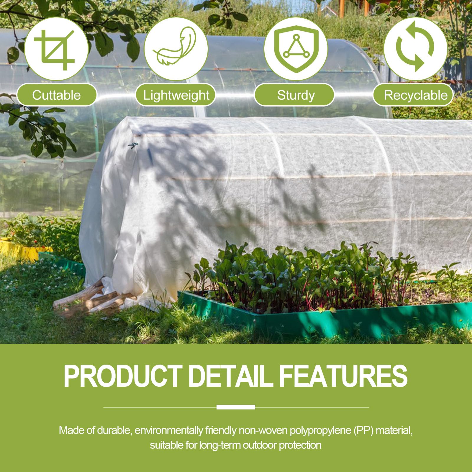 WiMas soft plant cover shields delicate seedlings without crushing them.