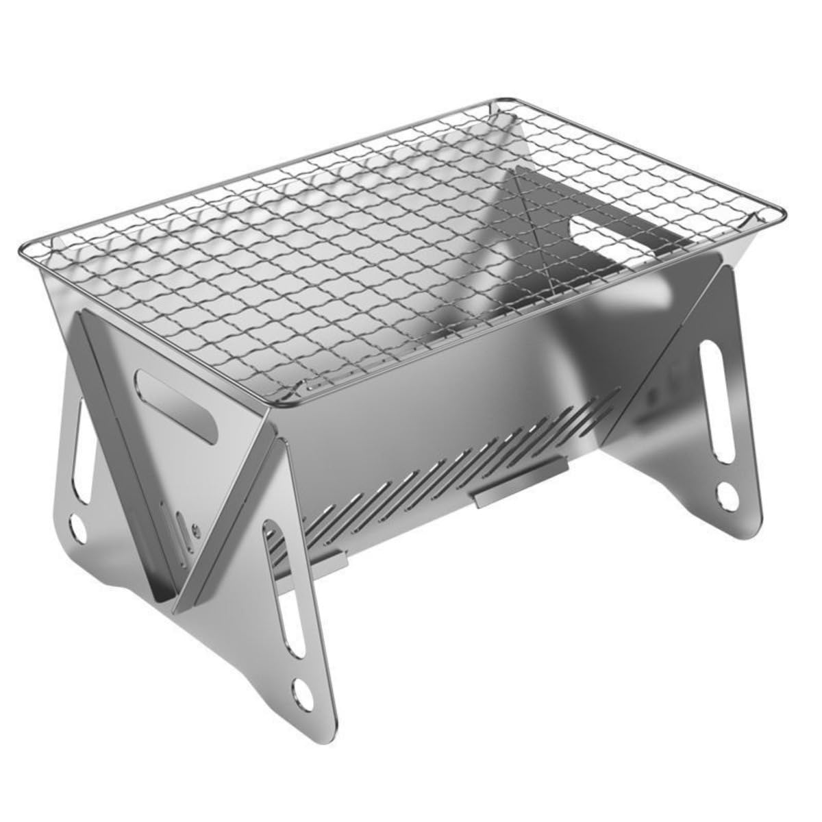 Winb portable folding BBQ grill folded size shows space-saving design for backpack trips.