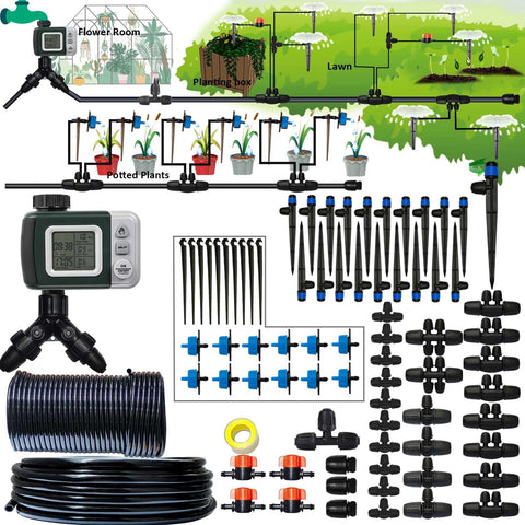 Winbomgo drip irrigation kit setup showing connectors for easy watering