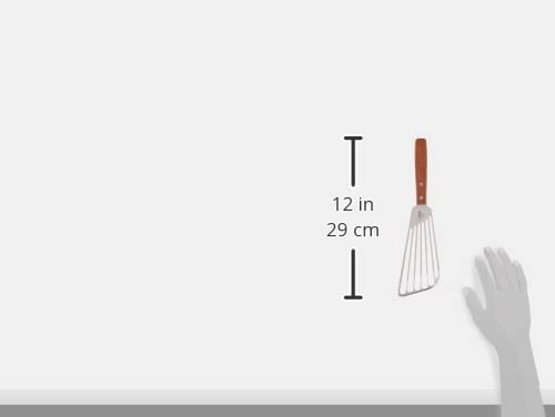 Winco slotted stainless steel fish spatula with satin finish for easy cleaning