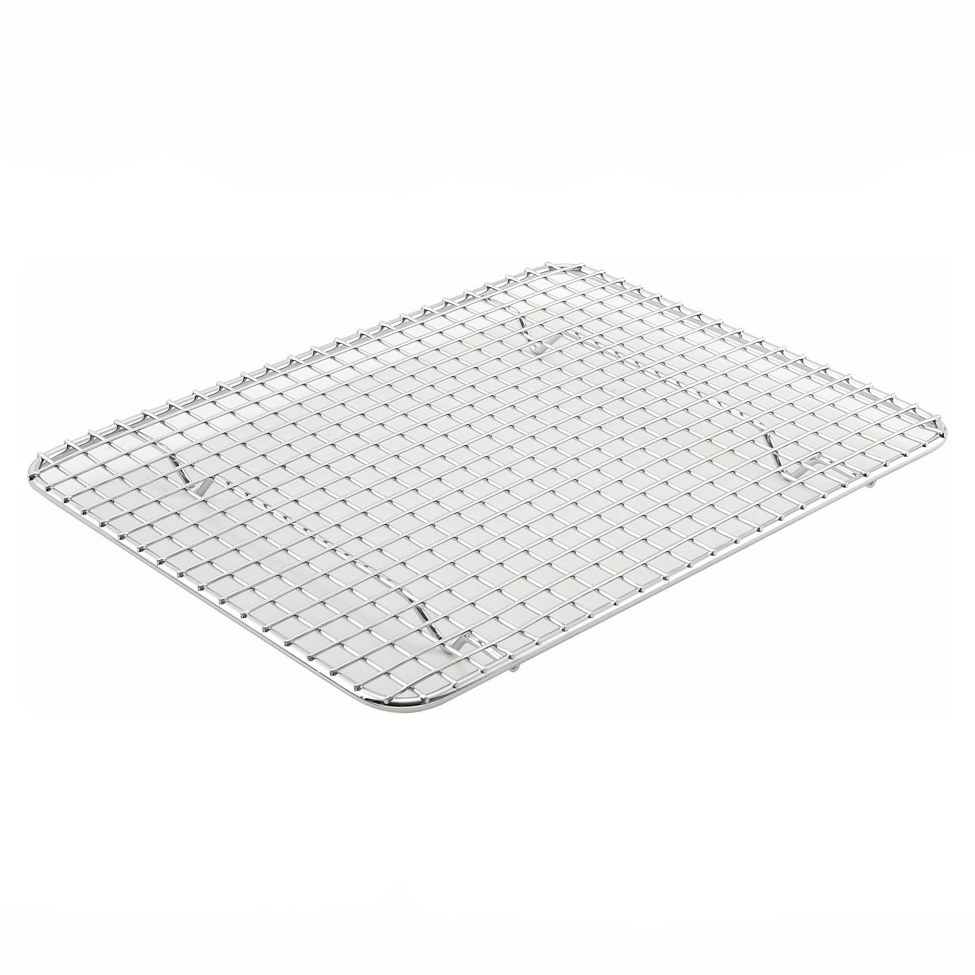 Winco pan grate 8x10 chrome fits half-sheet pans for steady baking and cooling.